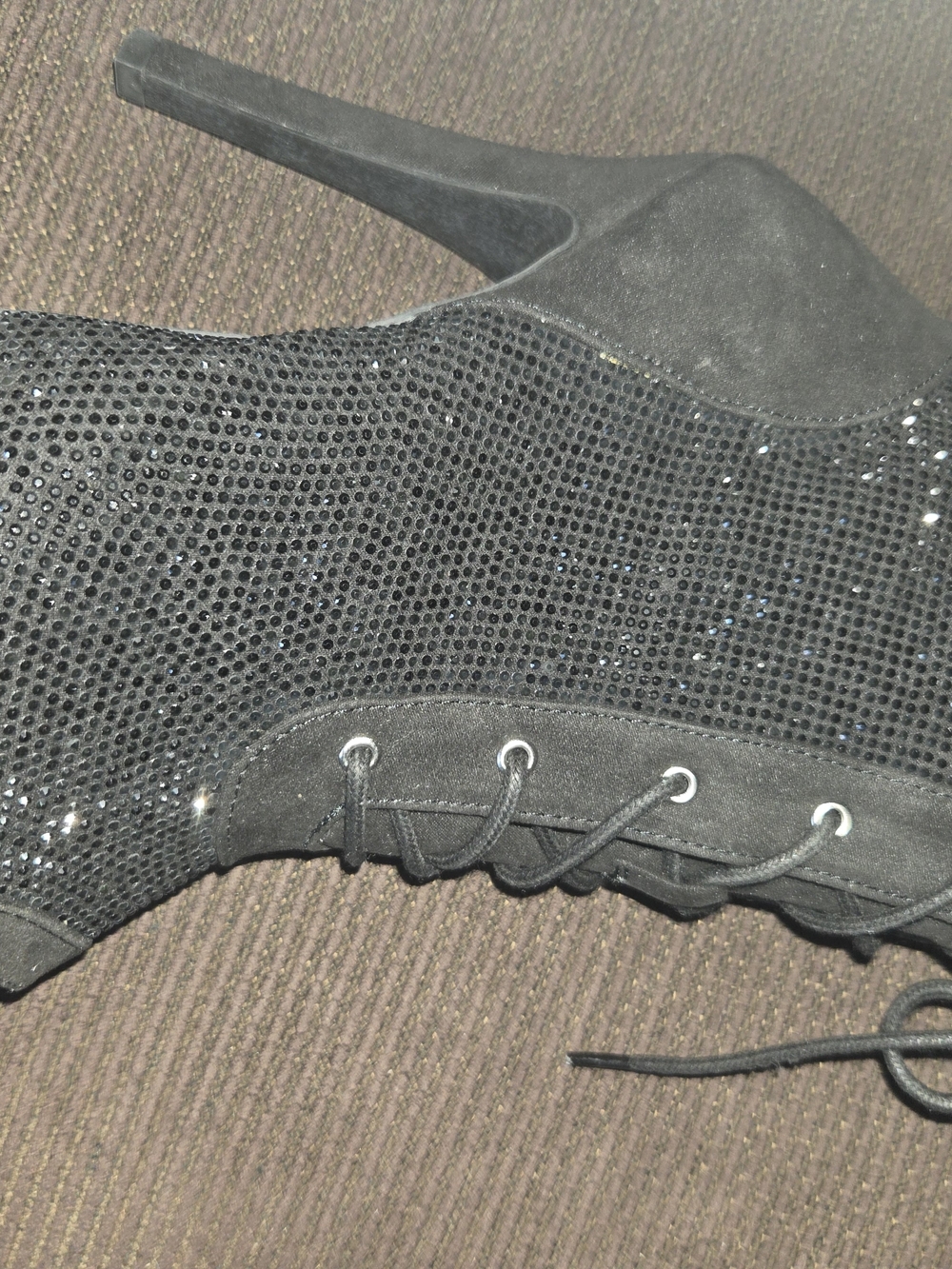 torrid Black Lace-Up Sparkle High Heel Ankle Boots